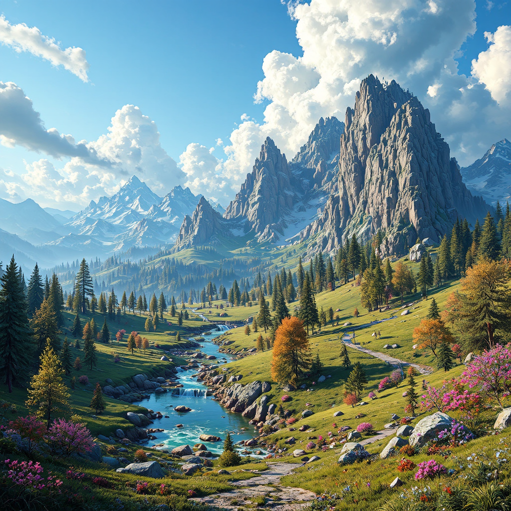 Mountainous landscape with snowy