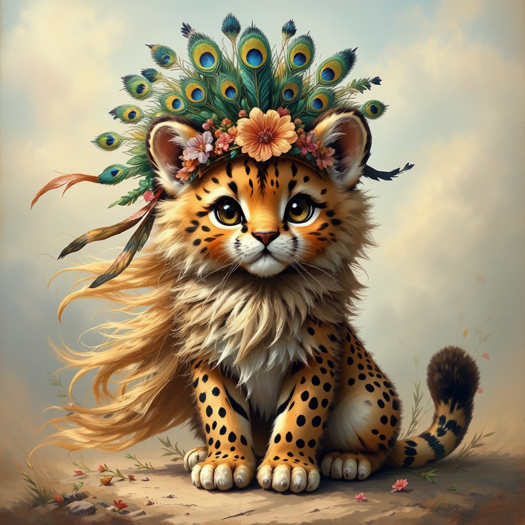 Hybrid cat creature with
