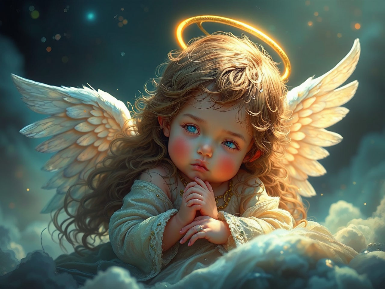 Baby angel with golden
