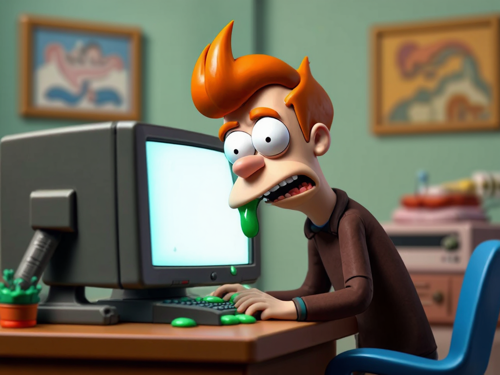 Fry is drooling at