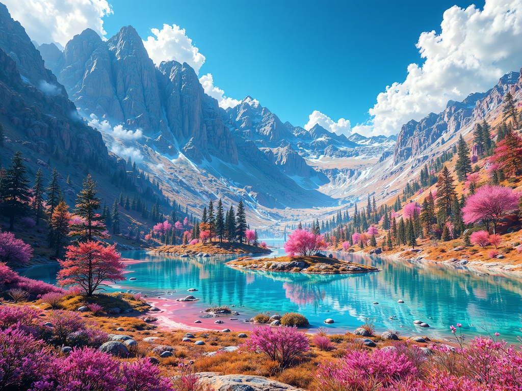 A serene and colorful
