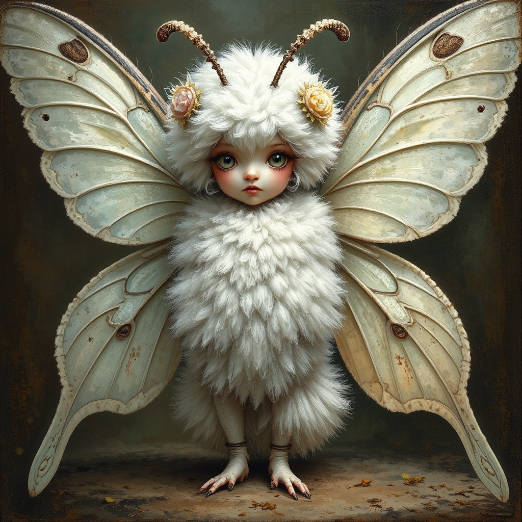 Moth-woman with large wings.