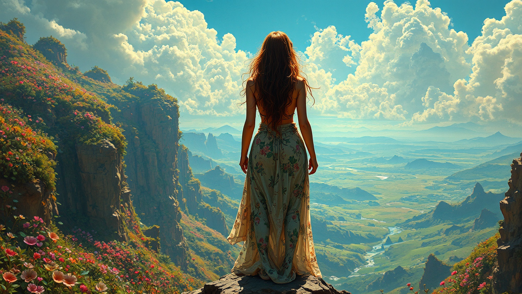 Woman stands on rocky