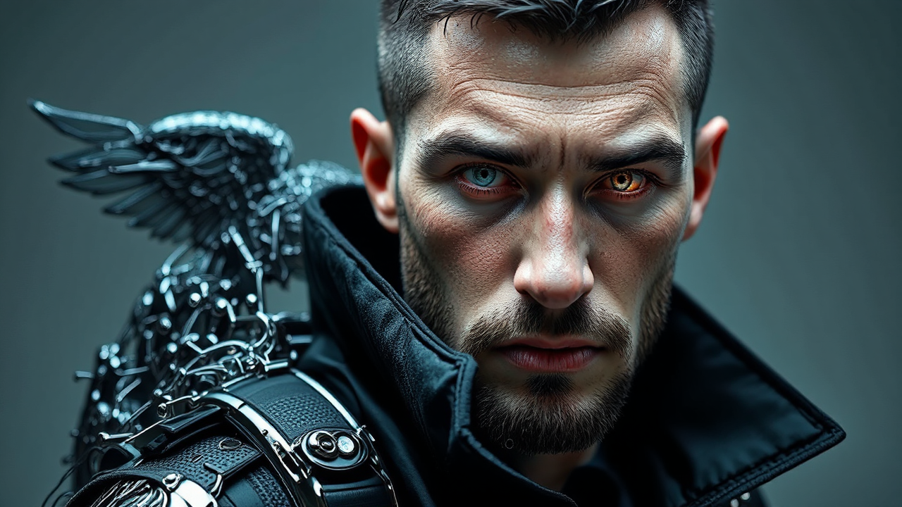 Male policeman in futuristic
