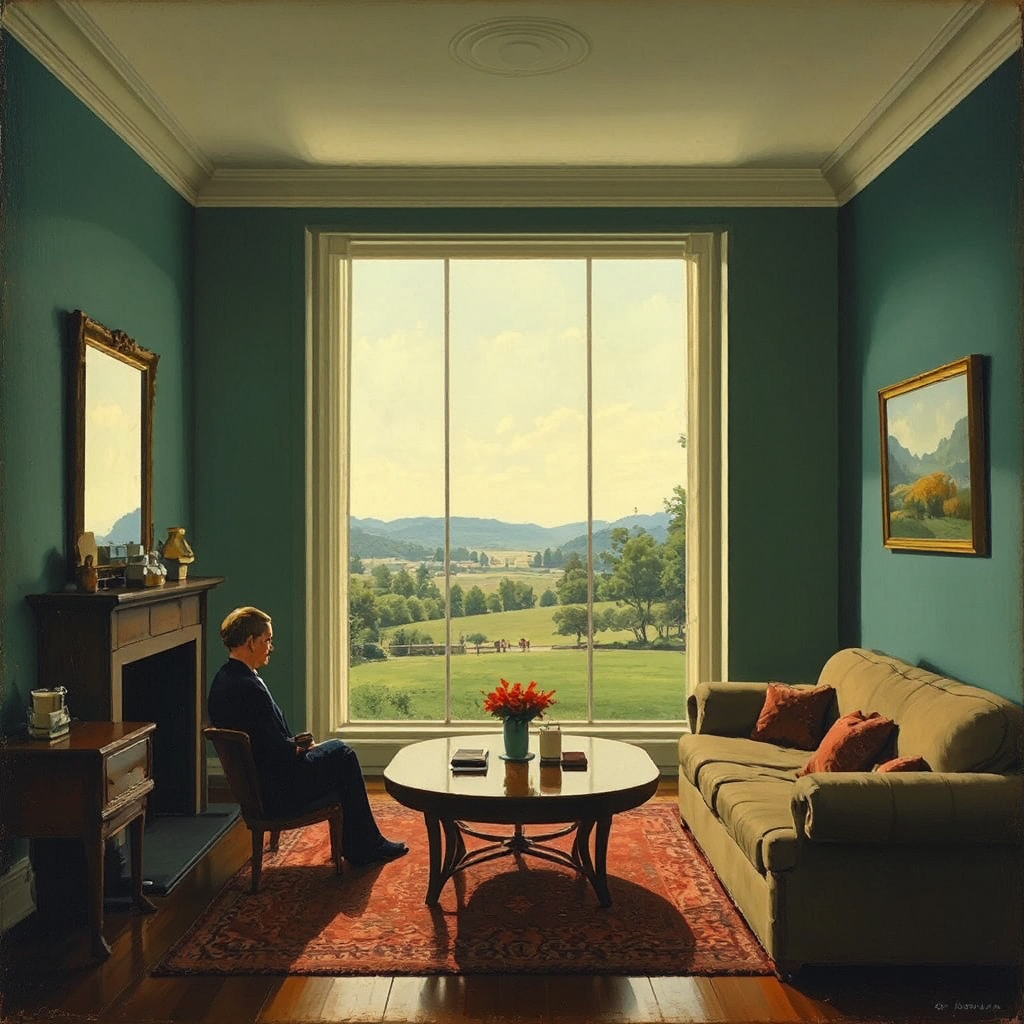 Woman sits alone in