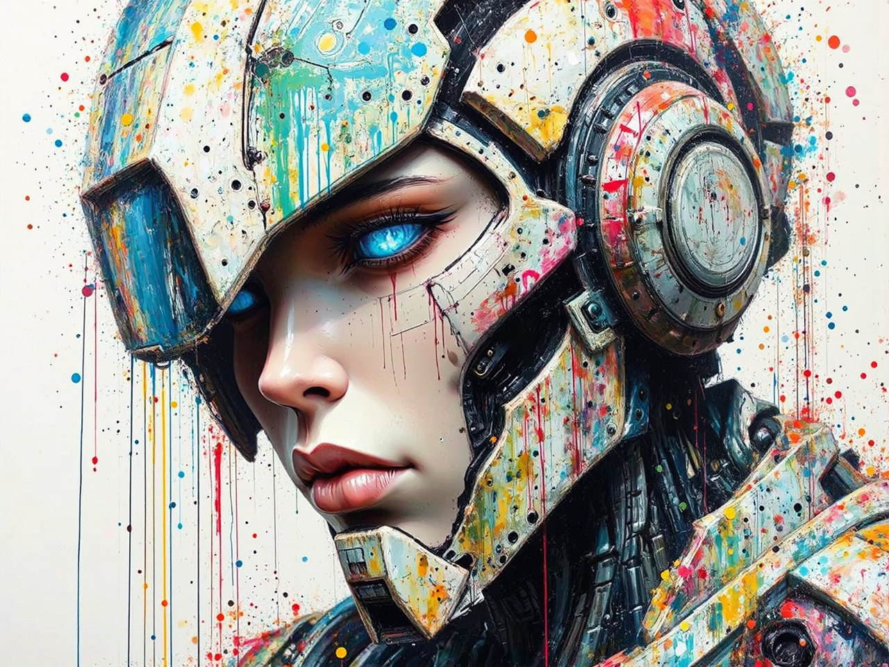 Detailed mecha robot art