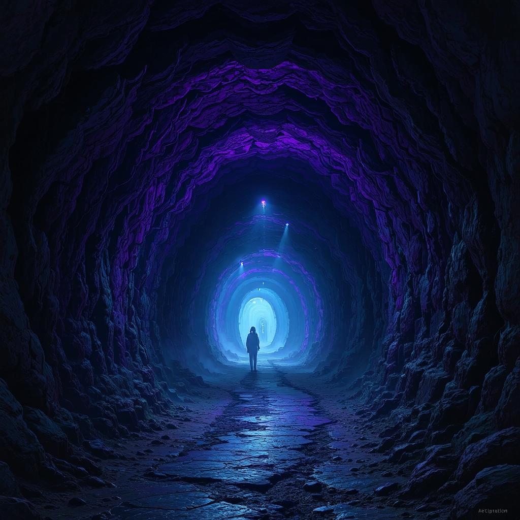 Dark tunnel with eerie