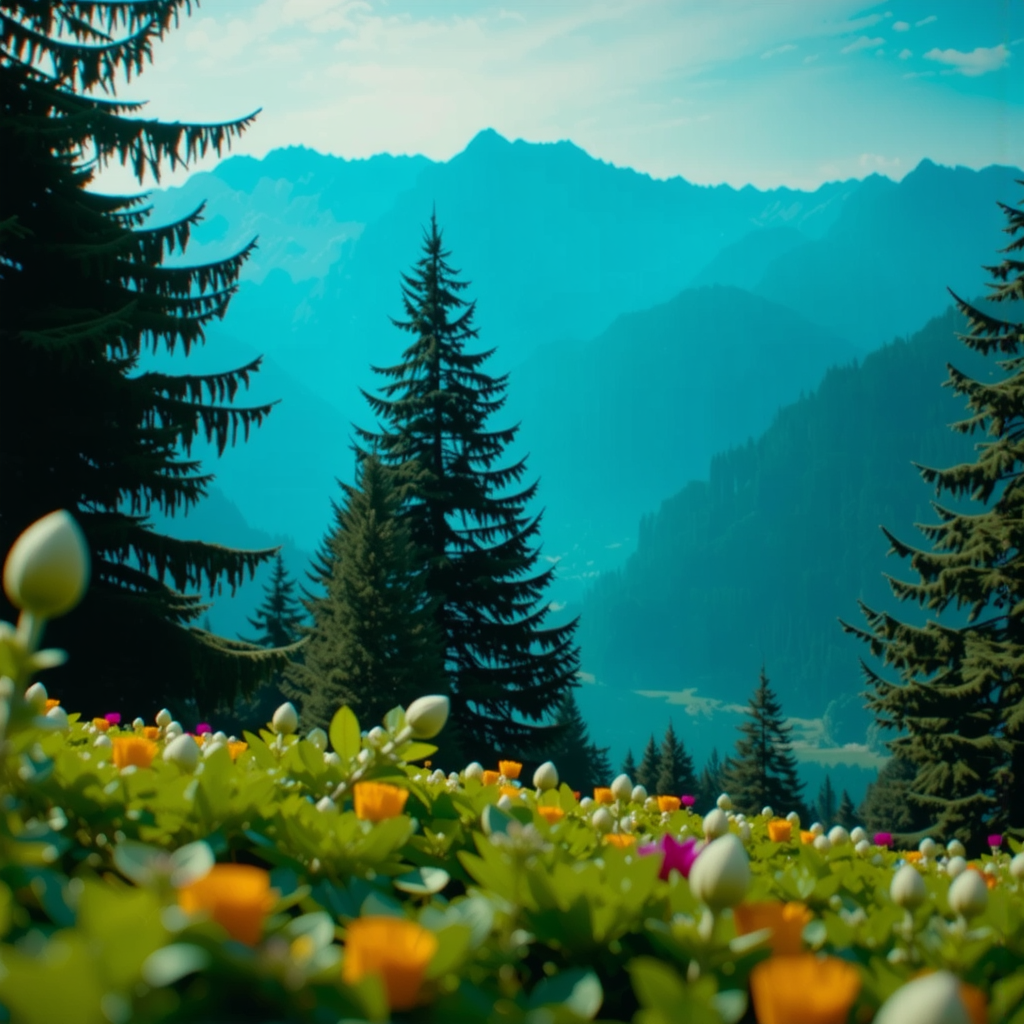 Dreamy landscape with lush