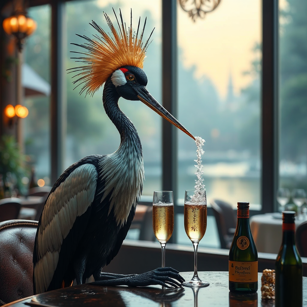 Black crowned crane with