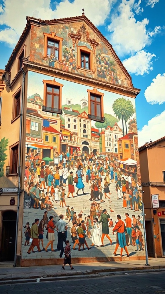 Busy street scene in