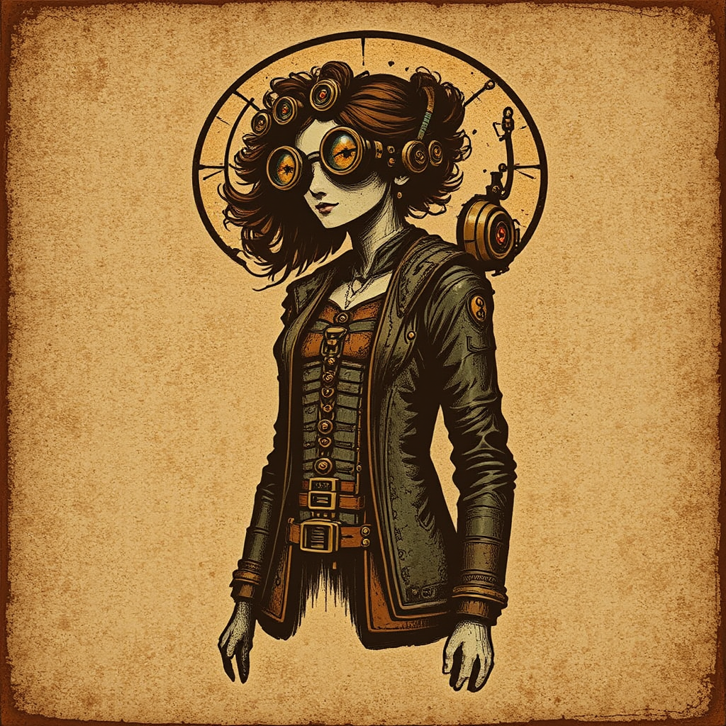 Retro Steampunk-inspired artwork with
