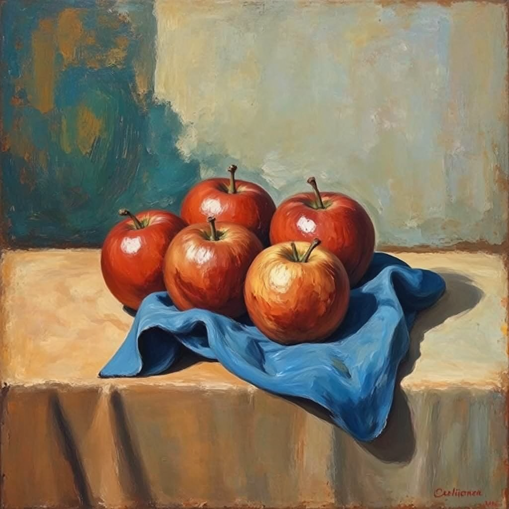 Red apples and blue