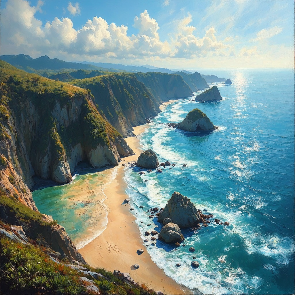 A serene oil painted