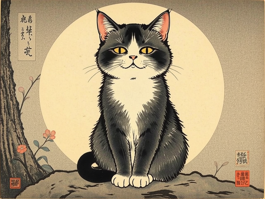 Japanese cat in traditional