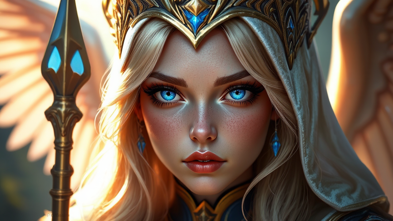 Angel with fantasy attire.