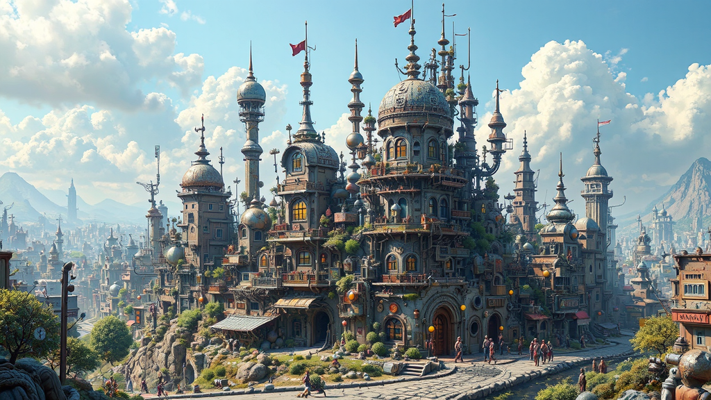 A futuristic cityscape with