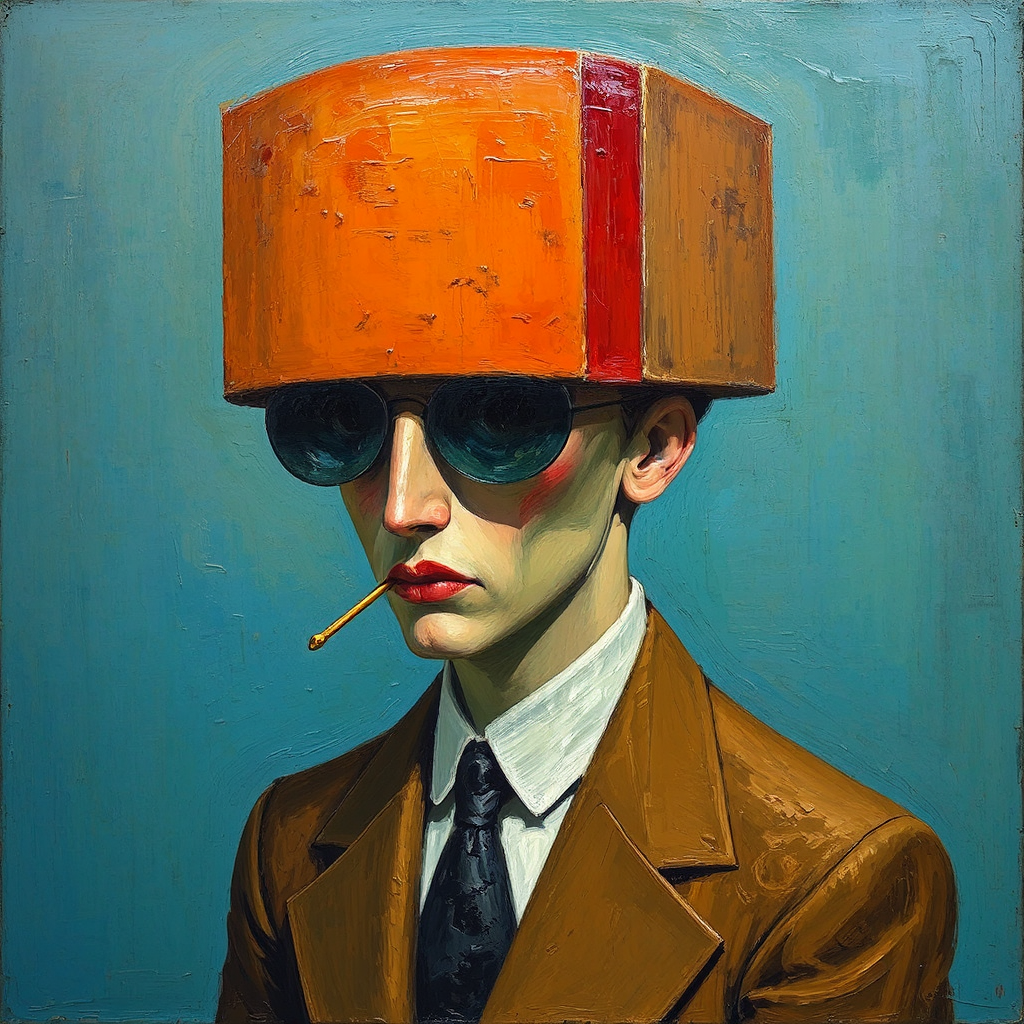 Dadaist oil painting of