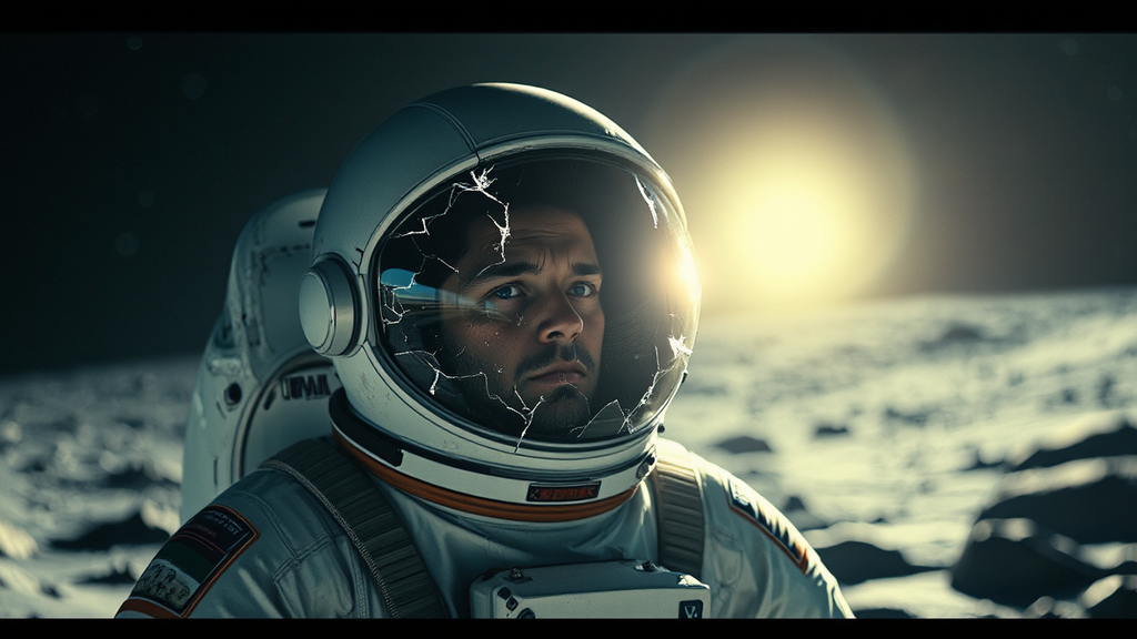 Astronaut's face shield cracking