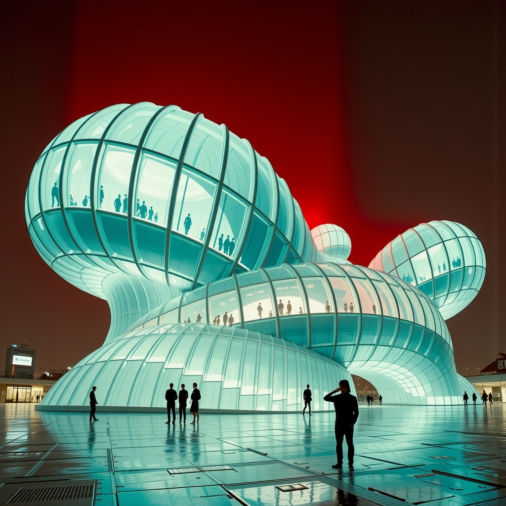 Deconstructivist museum with crystal-like