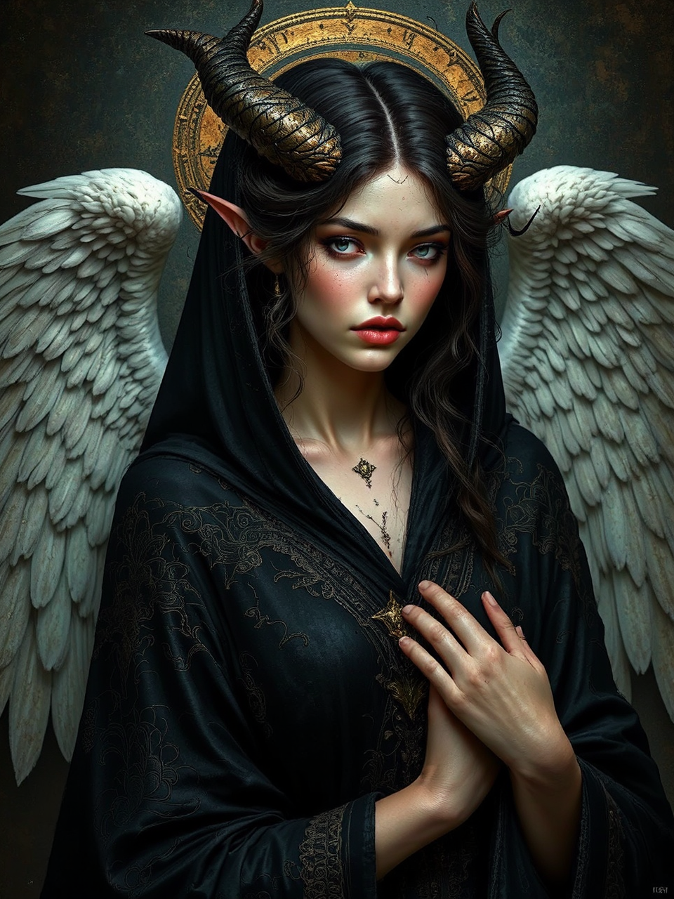 Beautiful winged goddess in