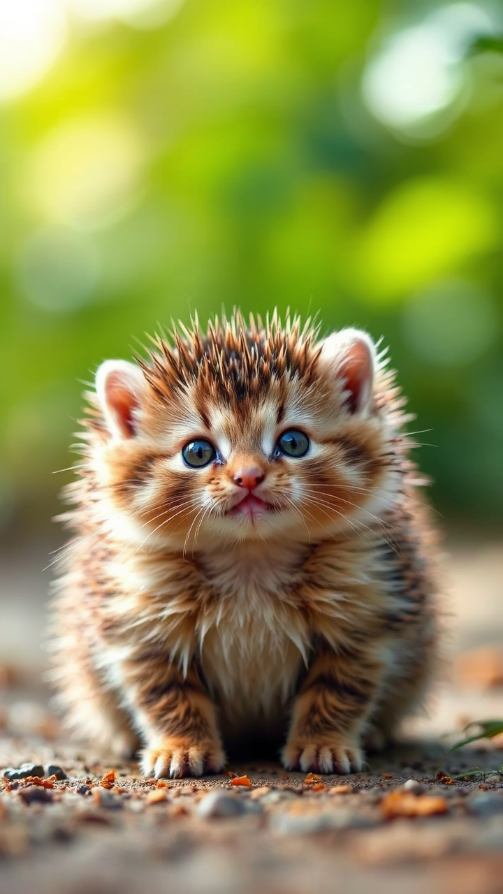 Hedgehog kitten with hedgehog