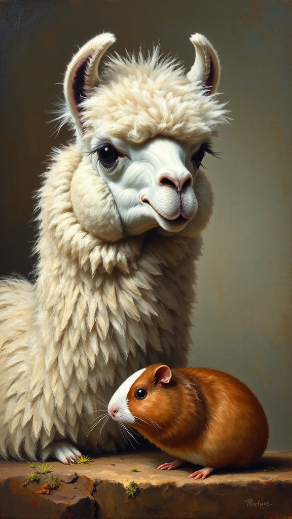 Oil painting of llama