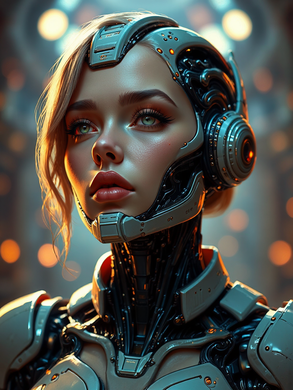 Cyborg portrait with super