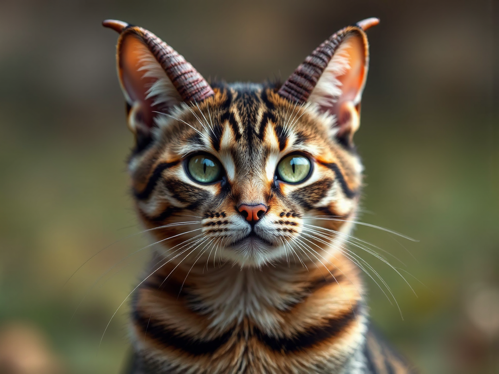 Cat with horned head.