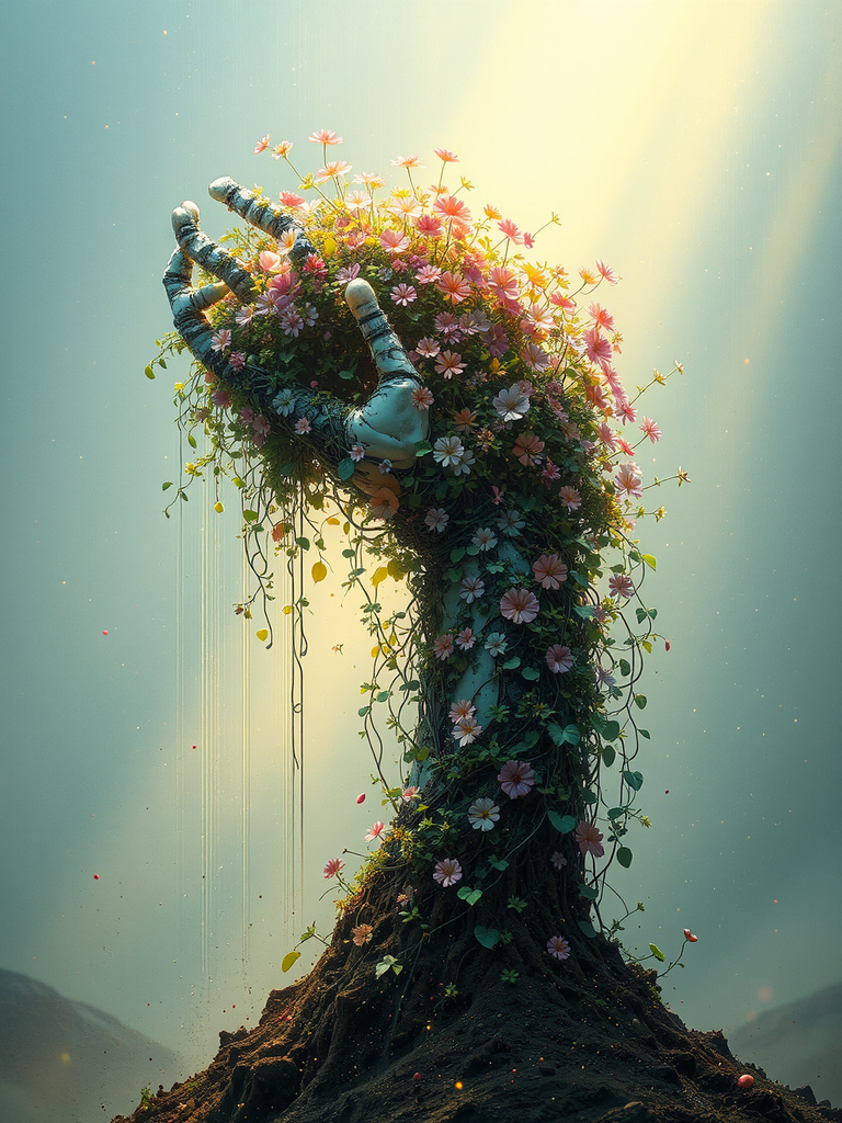 Mechanical arm emerging from