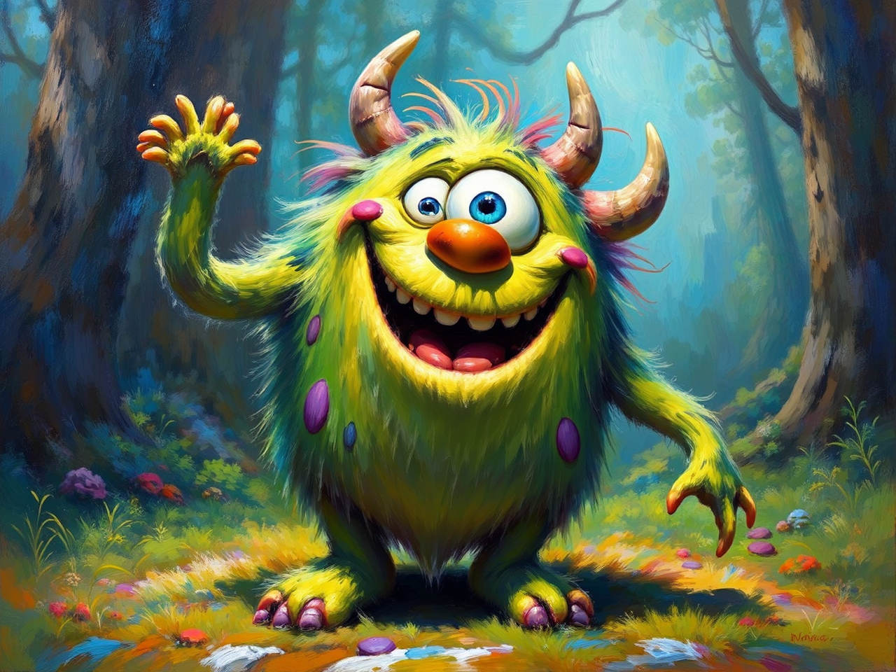 A happy monster in