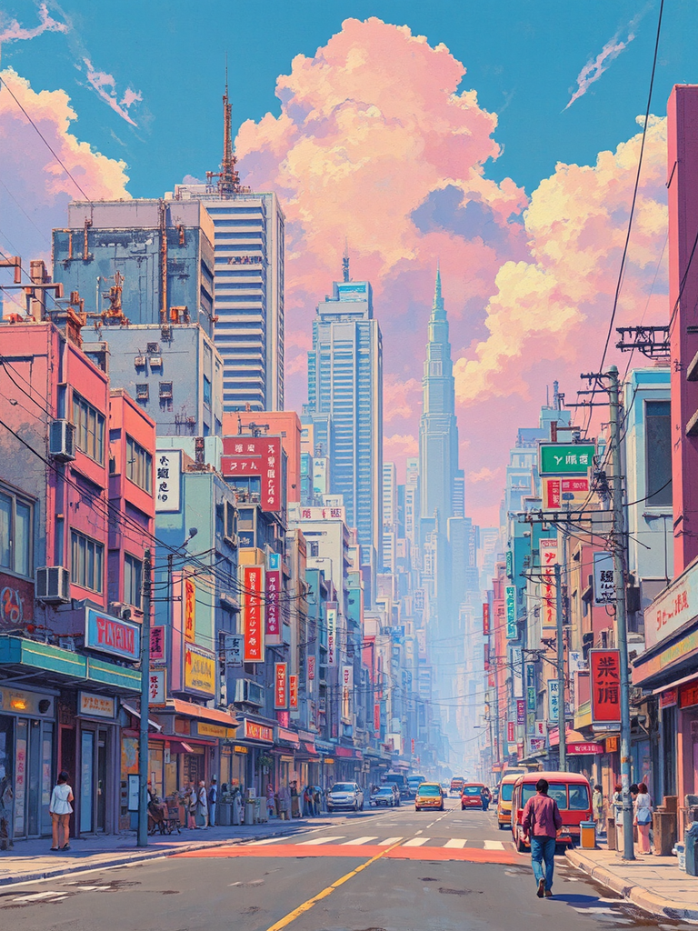 Futuristic Japanese city with