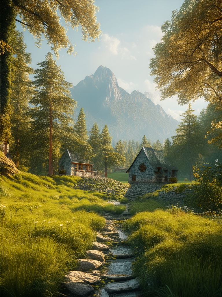 Hyper-realistic scenic landscape with