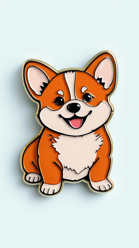 Corgi puppy enamel pin.