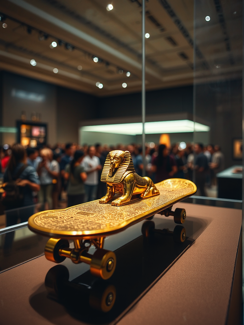 Ancient gold-plated skateboard on