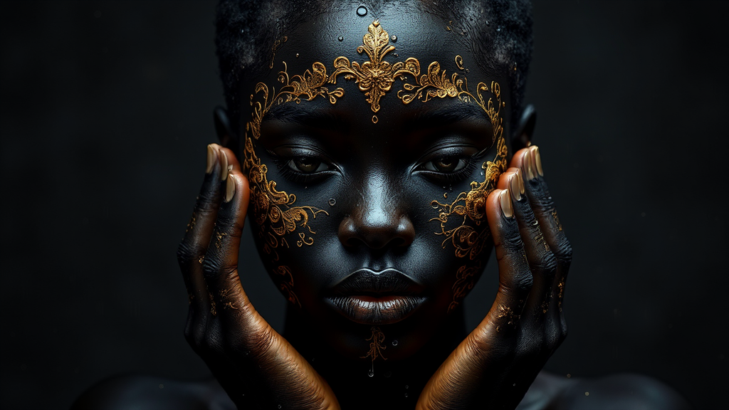Golden decorations on black