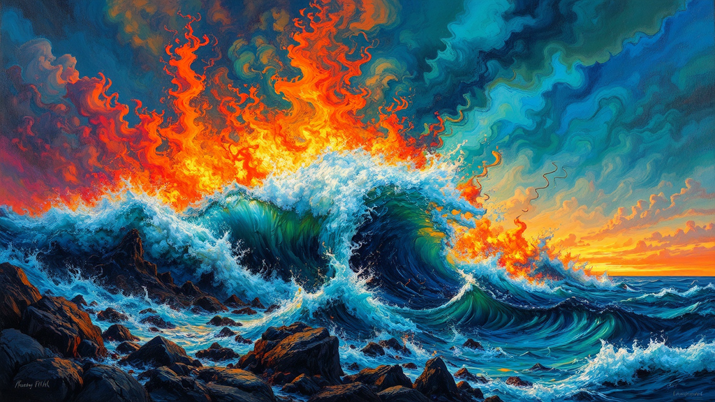 Ocean ablaze with vibrant