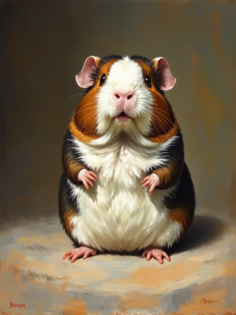 Heroic guinea pig portrait.