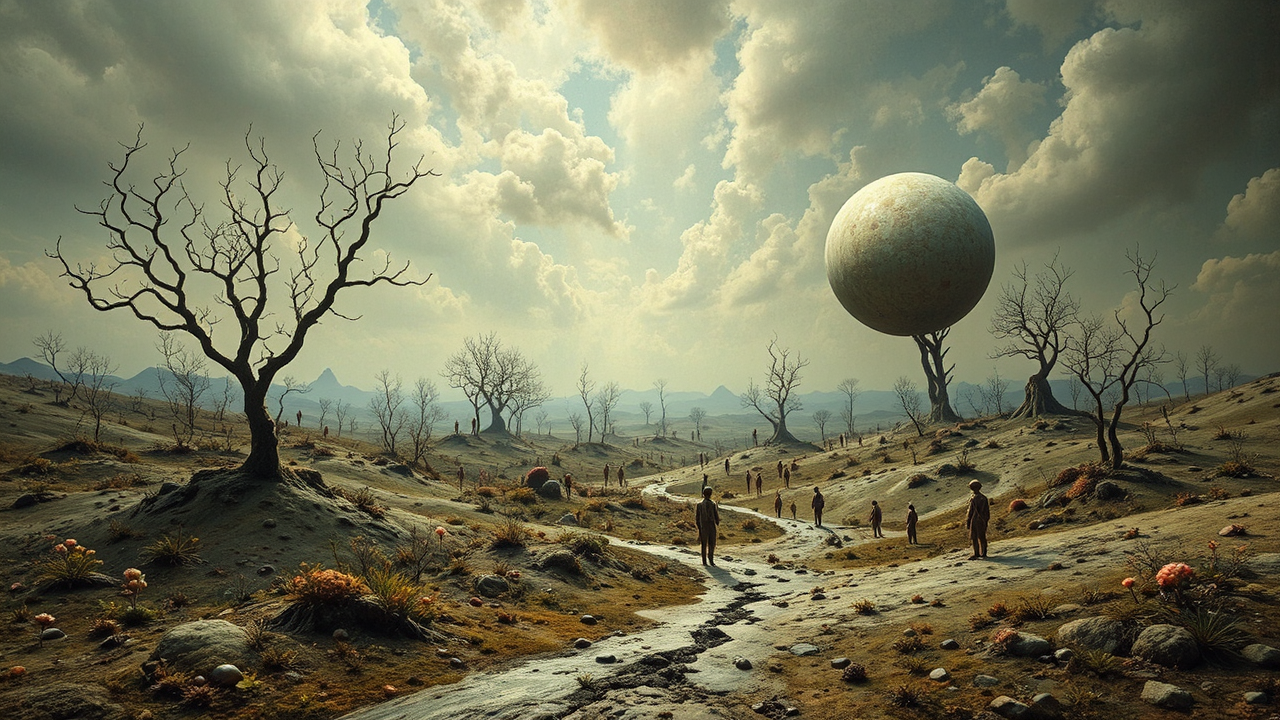 A surreal landscape with