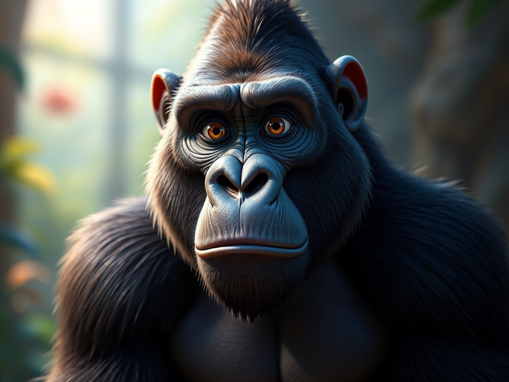 Cartoon gorilla with medium