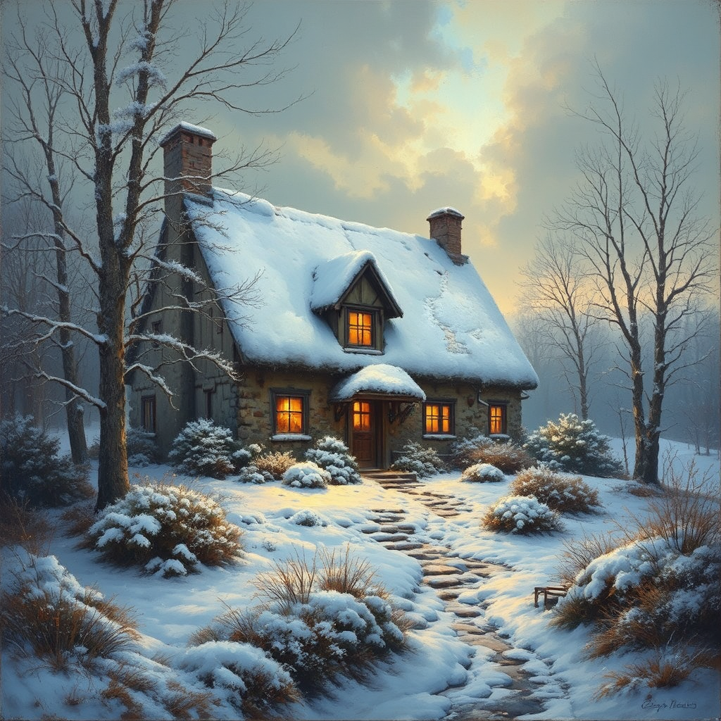 Small winter cabin in