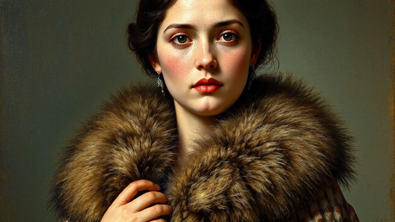 Woman in Pre-Raphaelite-style portrait.