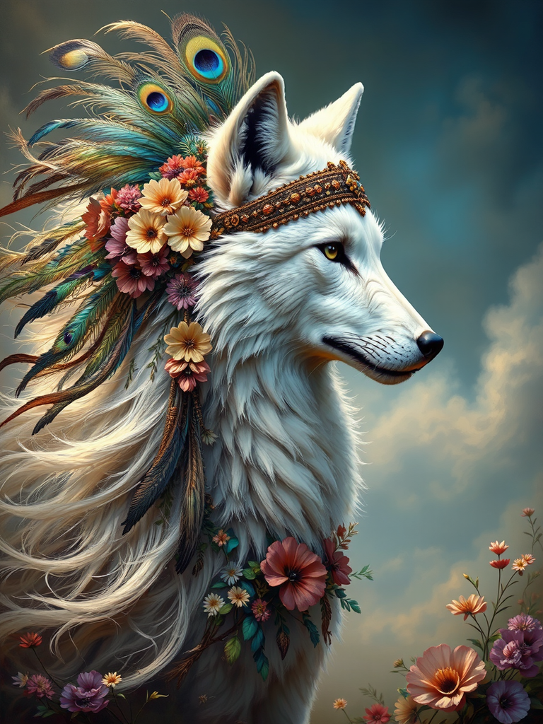 White wolf in tribal