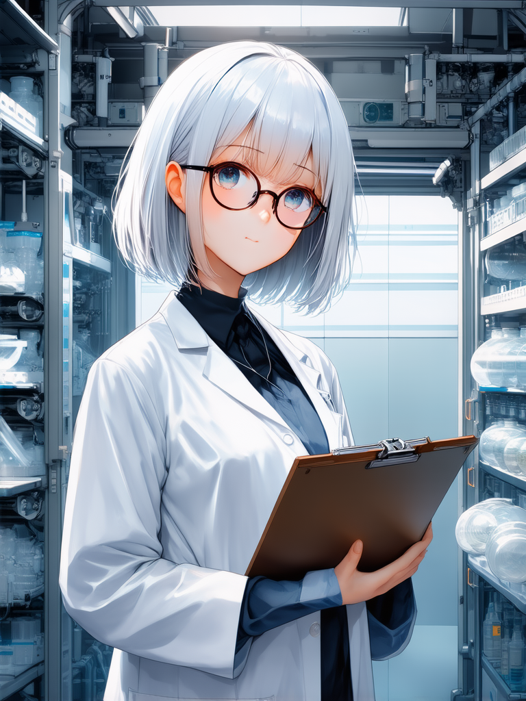 Anime girl in lab