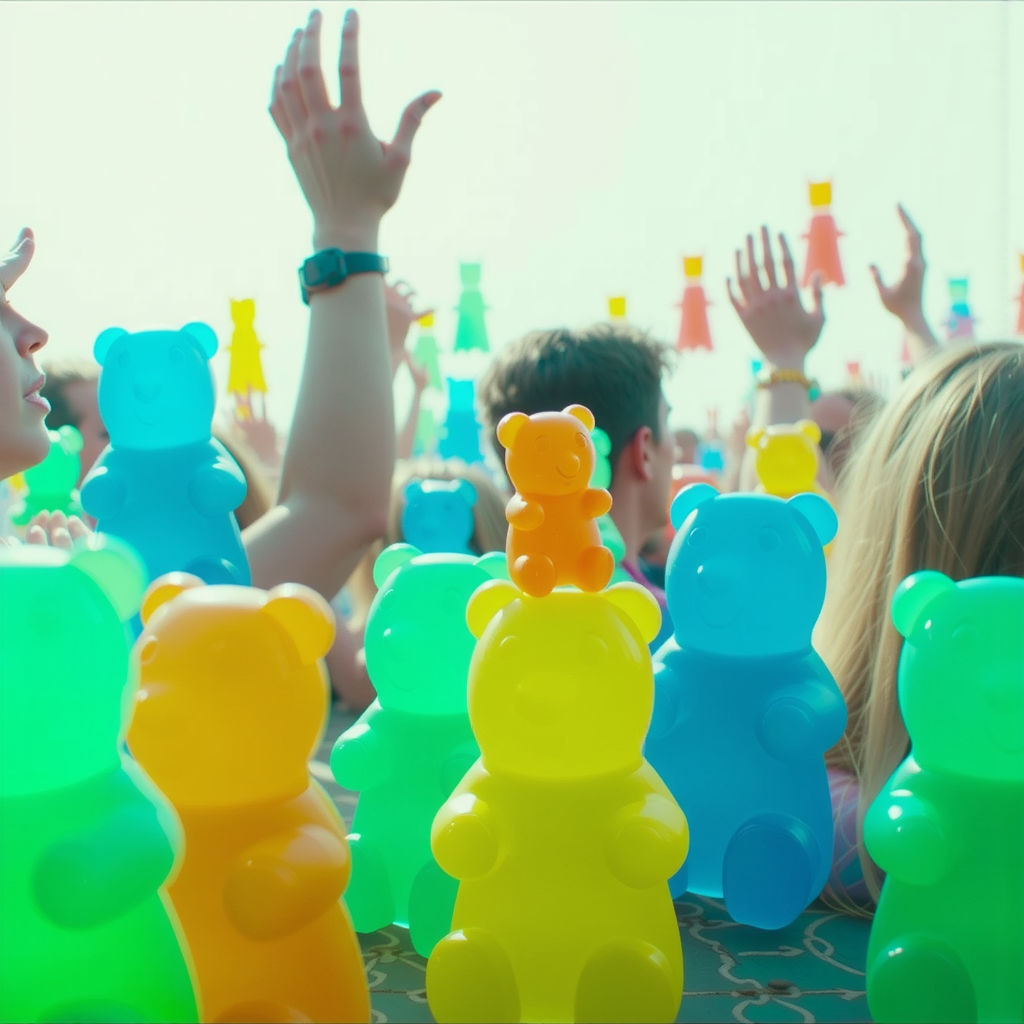 Gummy bears attend Woodstock