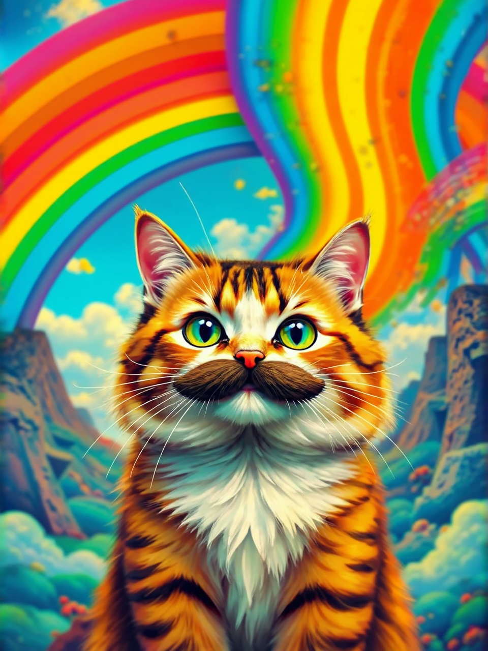 Cat with colorful fake