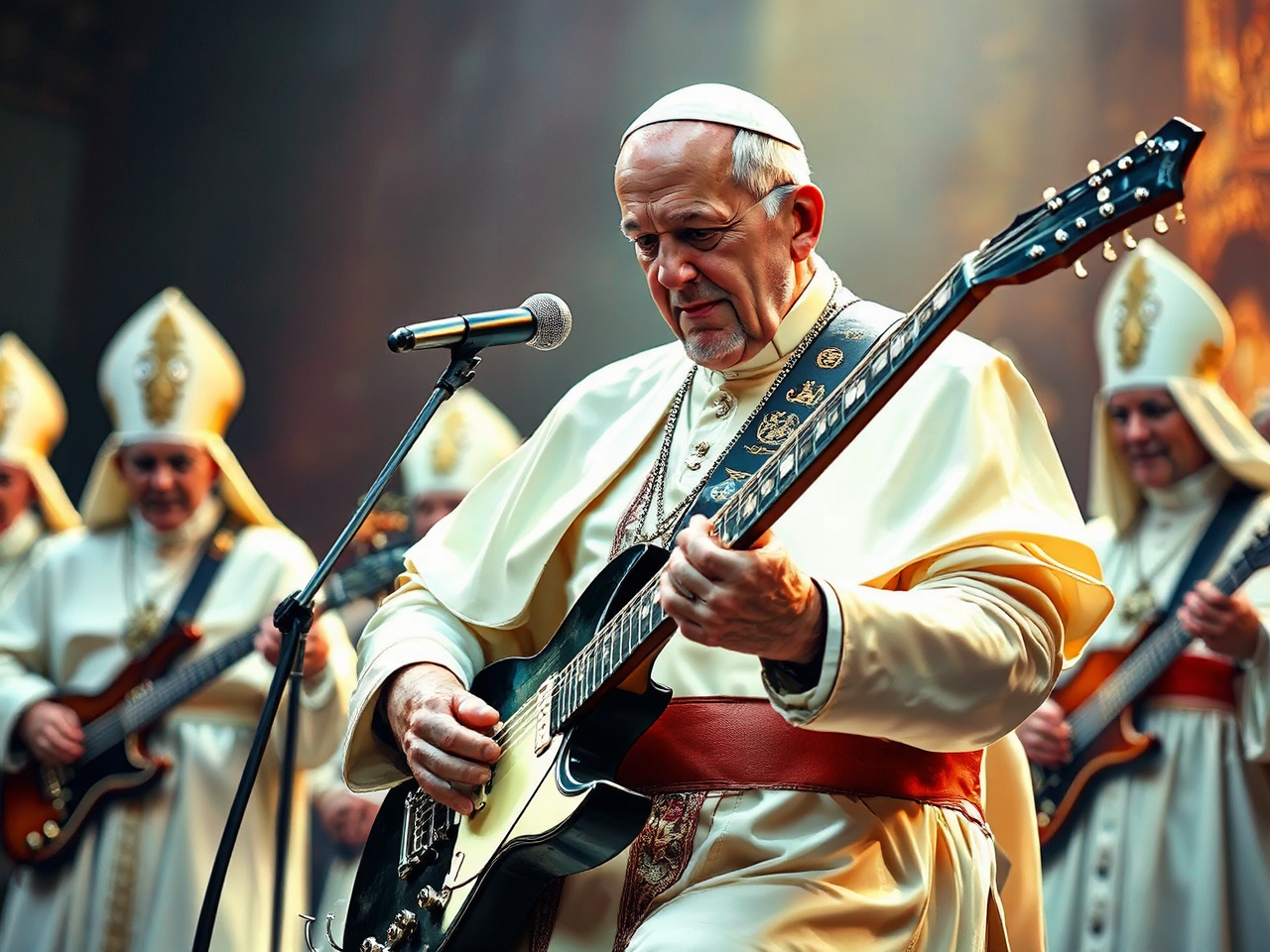 Popes play music in
