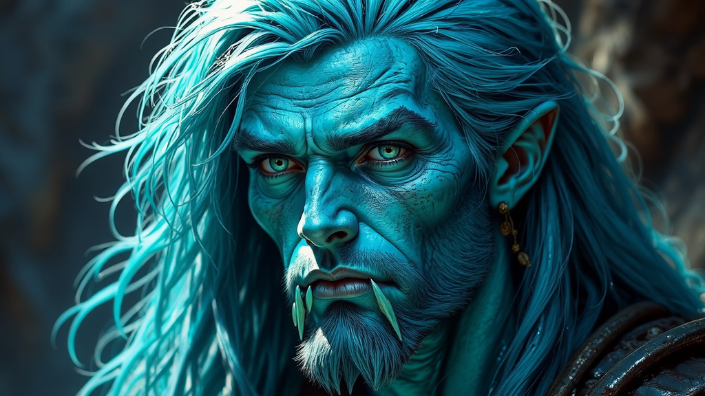 Humanoid male with turquoise