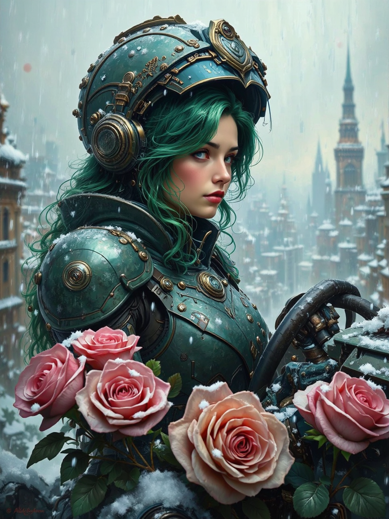 Woman pilots magical armored