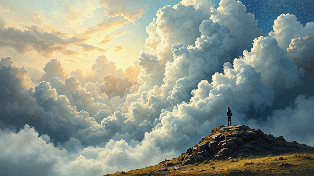 Dramatic landscape with grainy,