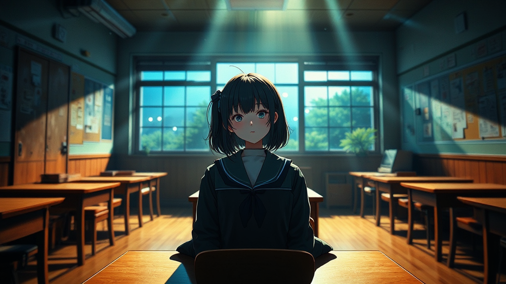 School girl in cozy